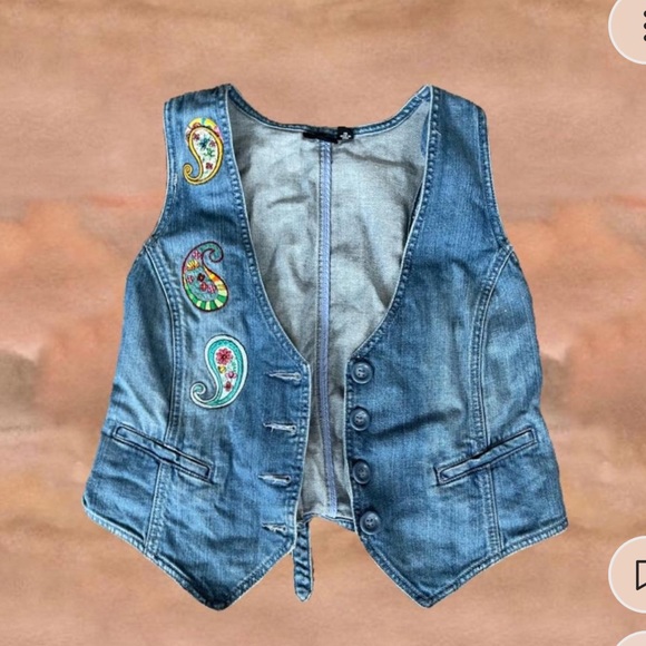 ANA Paisley Denim Vest XL - festival vibes! - Picture 1 of 4